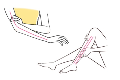 日焼け止めを腕や足に塗る際のイメージ