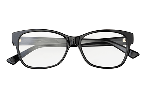ブラックのフレームのメガネ