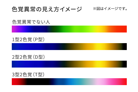 色覚異常の見え方イメージ