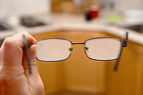 メガネレンズが曇っているイメージ