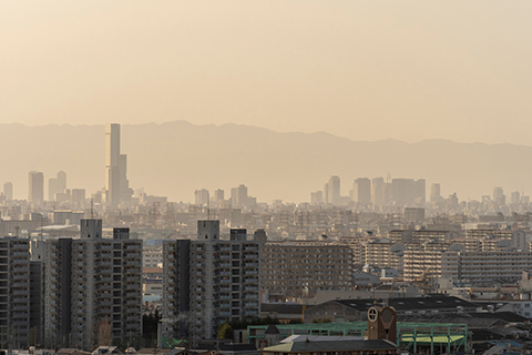 黄砂で覆われた街のイメージ